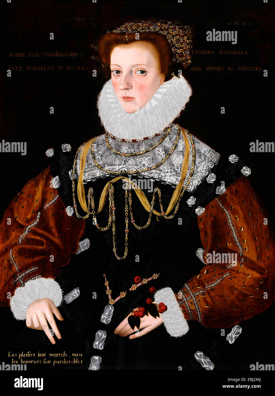 George Gower, Lady Philippa Coningsby 1578 Öl auf Holz. Indianapolis Museum of Art, USA. Stockfoto