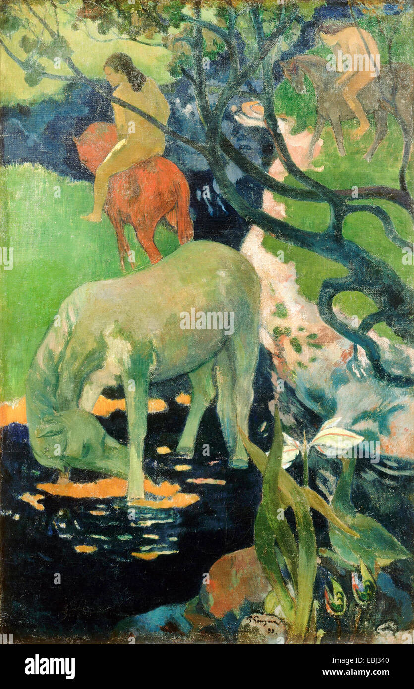 Paul Gauguin, The White Horse 1898 Öl auf Leinwand. Musée d ' Orsay, Paris, Frankreich. Stockfoto