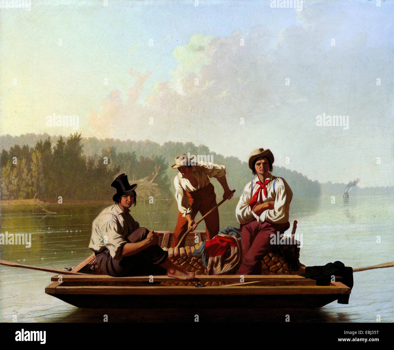 Bingham, Schiffer auf dem Missouri 1846-Öl auf Leinwand. Fine Arts Museums of San Francisco, USA. Stockfoto