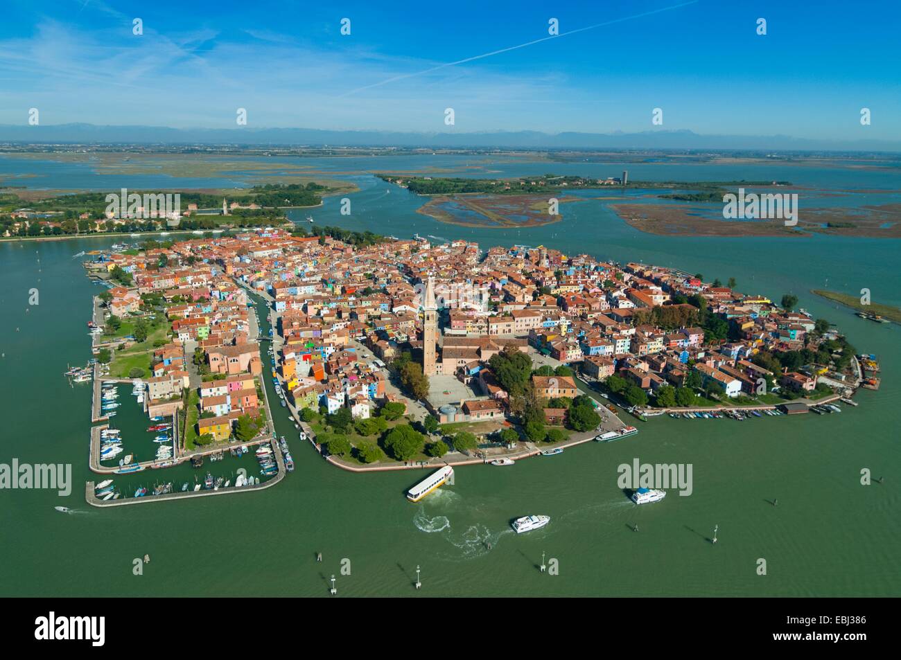 Luftaufnahme der Insel Burano, Venedig Lagune, Italien, Europa Stockfoto