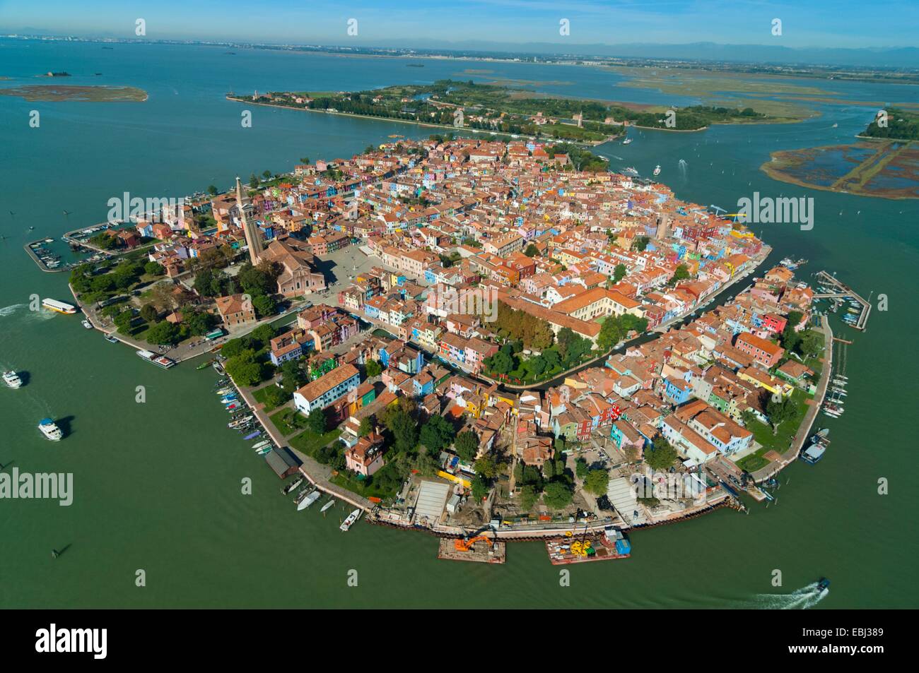 Luftaufnahme der Insel Burano, Venedig Lagune, Italien, Europa Stockfotografie Alamy