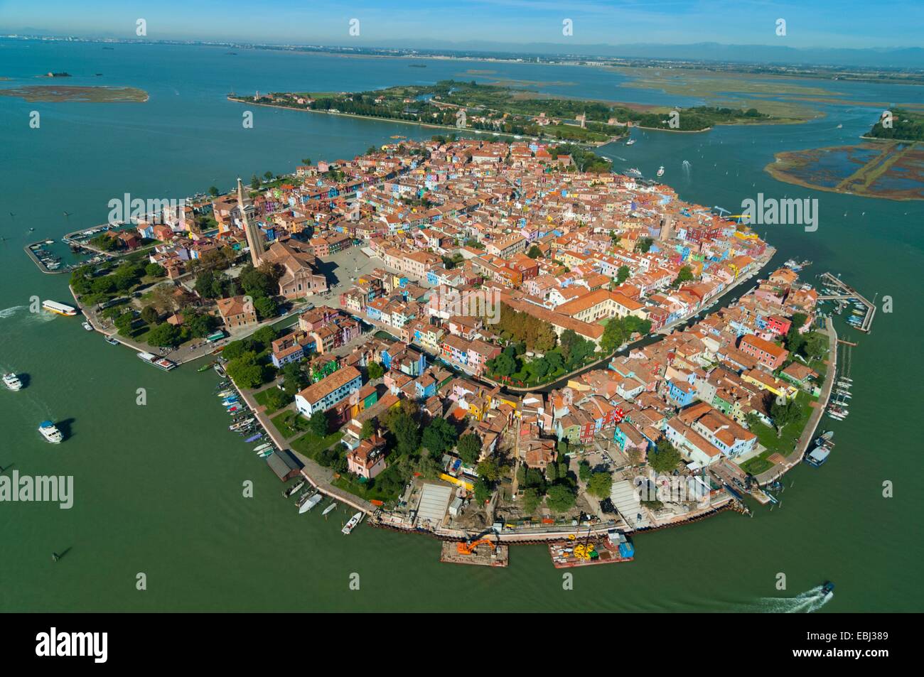 Luftaufnahme der Insel Burano, Venedig Lagune, Italien, Europa Stockfoto