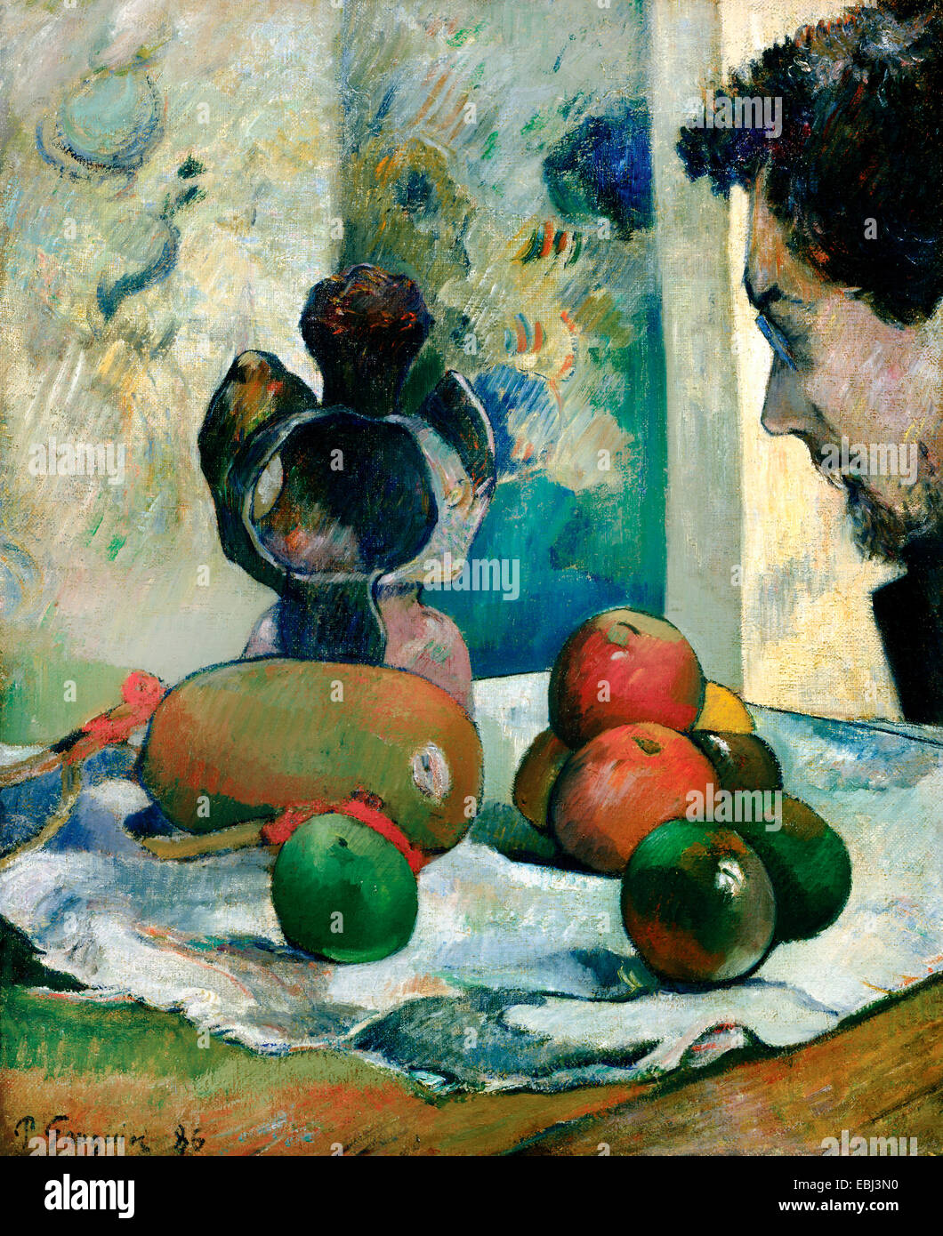 Paul Gauguin, Stillleben mit Profil von Laval 1886 Öl auf Leinwand. Indianapolis Museum of Art, Indiana, USA. Stockfoto