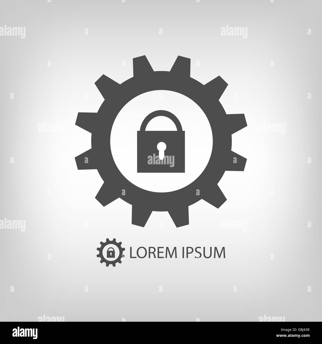 Zahnrad mit Schloss als logo Stockfoto