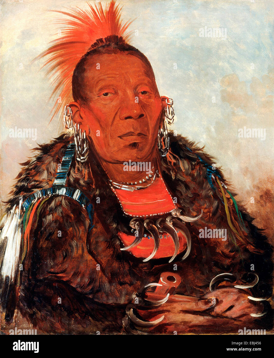 George Catlin, Wah-Ro-nee-Sah, The Surrounder, Chef des Stammes 1832 Öl auf Leinwand. Stockfoto