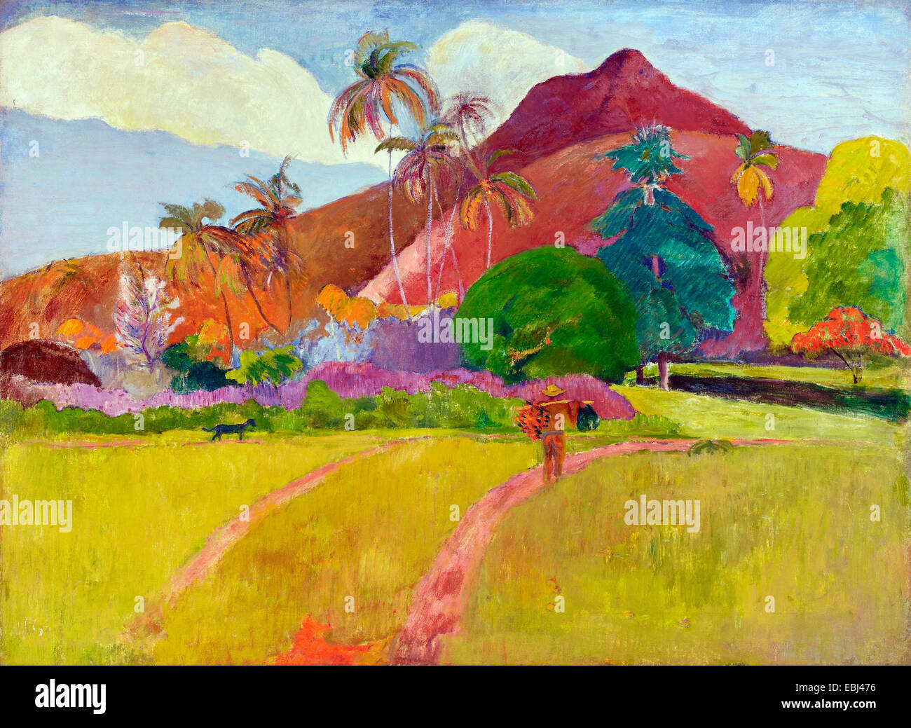 Paul Gauguin, Tahitian Landschaft 1891 Öl auf Leinwand. Minneapolis Institute of Arts, Minnesota, USA. Stockfoto