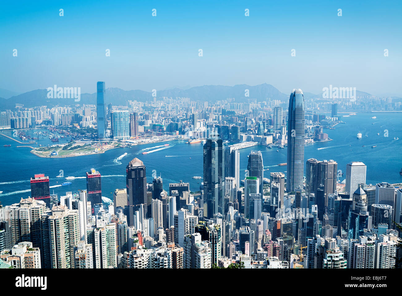Hong Kong Skyline-Blick vom Victoria Peak. Stockfoto