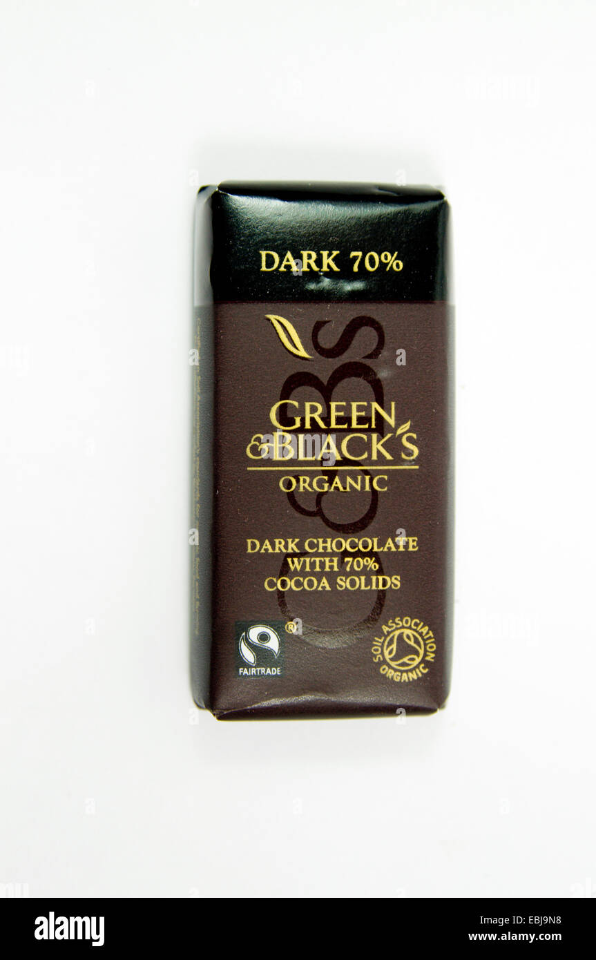 Grüne und schwarze Schokolade Bars. Stockfoto