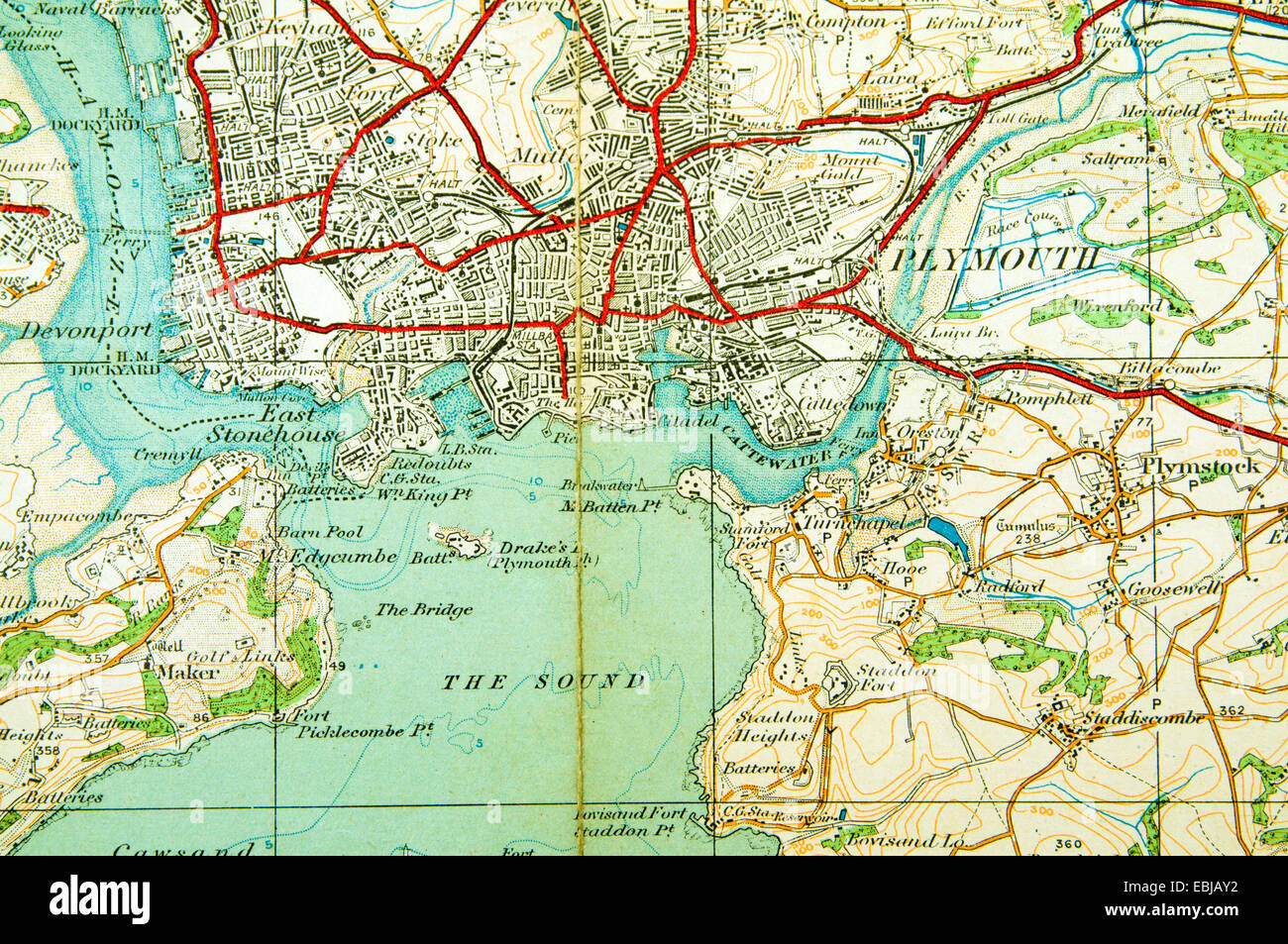 Historischen Ordnance Survey Karte von Plymouth, England. Stockfoto