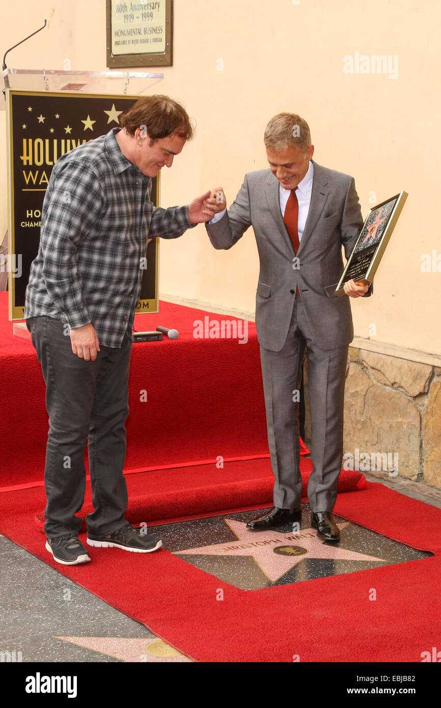 Los Angeles, Kalifornien, USA. 1. Dezember 2014.  QuentinTarantino und Christoph Waltz CHRISTOPH WALTZ geehrt mit 2536 Sterne des HOLLYWOOD WALK OF FAME Hollywood Credit 12.01.2014: Dpa picture-Alliance/Alamy Live News Stockfoto