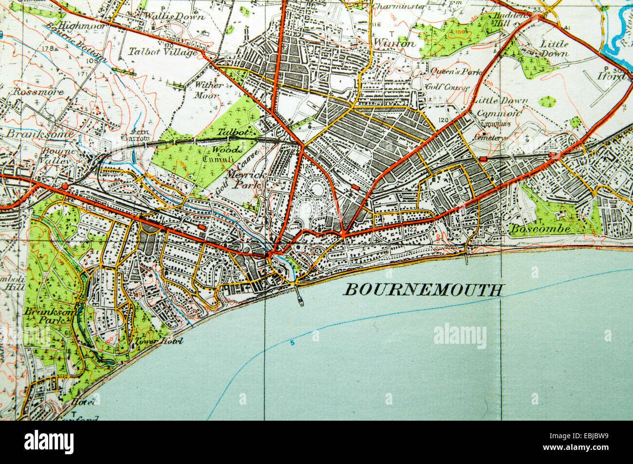 Historischen Ordnance Survey Karte von Bournemouth, Dorset. Stockfoto