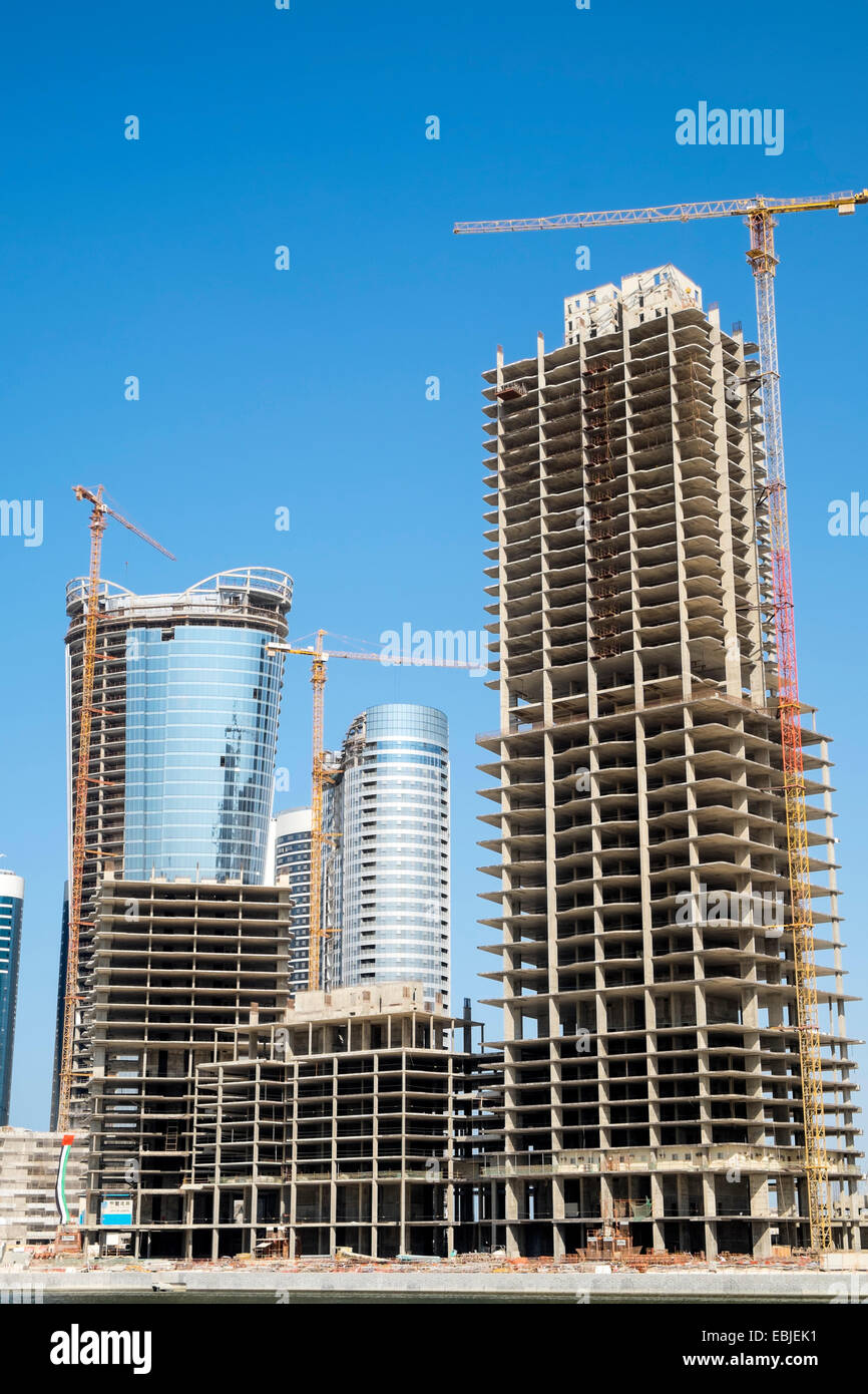 Moderne Hochhaus Wohn- und Bürogebäuden zu künftigen Stadt der Lichter auf Al Reem Island in Abu Dhabi VAE im Bau Stockfoto