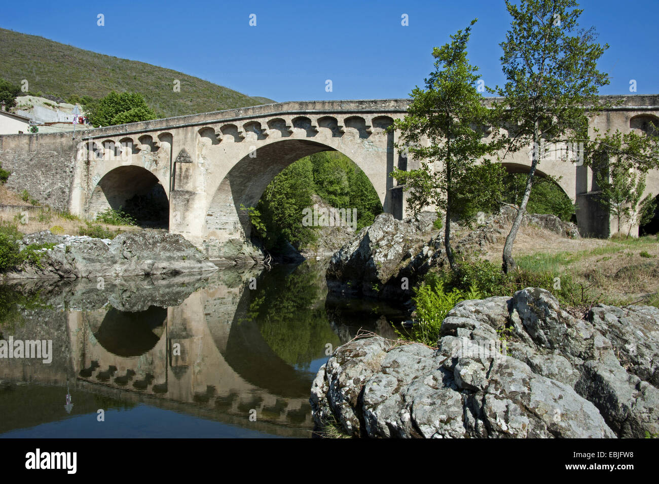 Ponte Leccia Brücke über Golo Fluss, Frankreich, Corsica Stockfoto