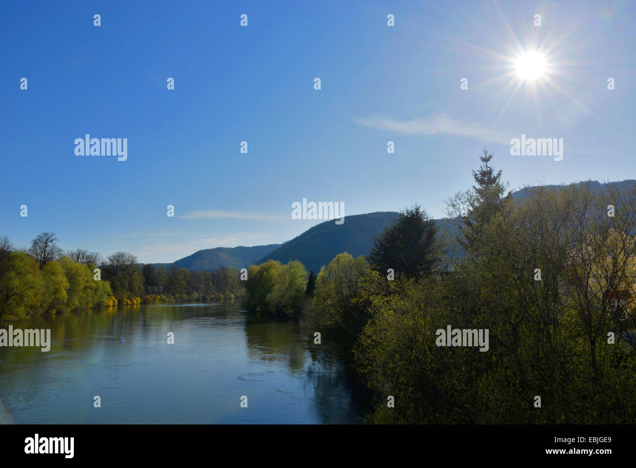 Mur Flusslandschaft im Frühling, Österreich, Steiermark, Frohnleiten Stockfoto