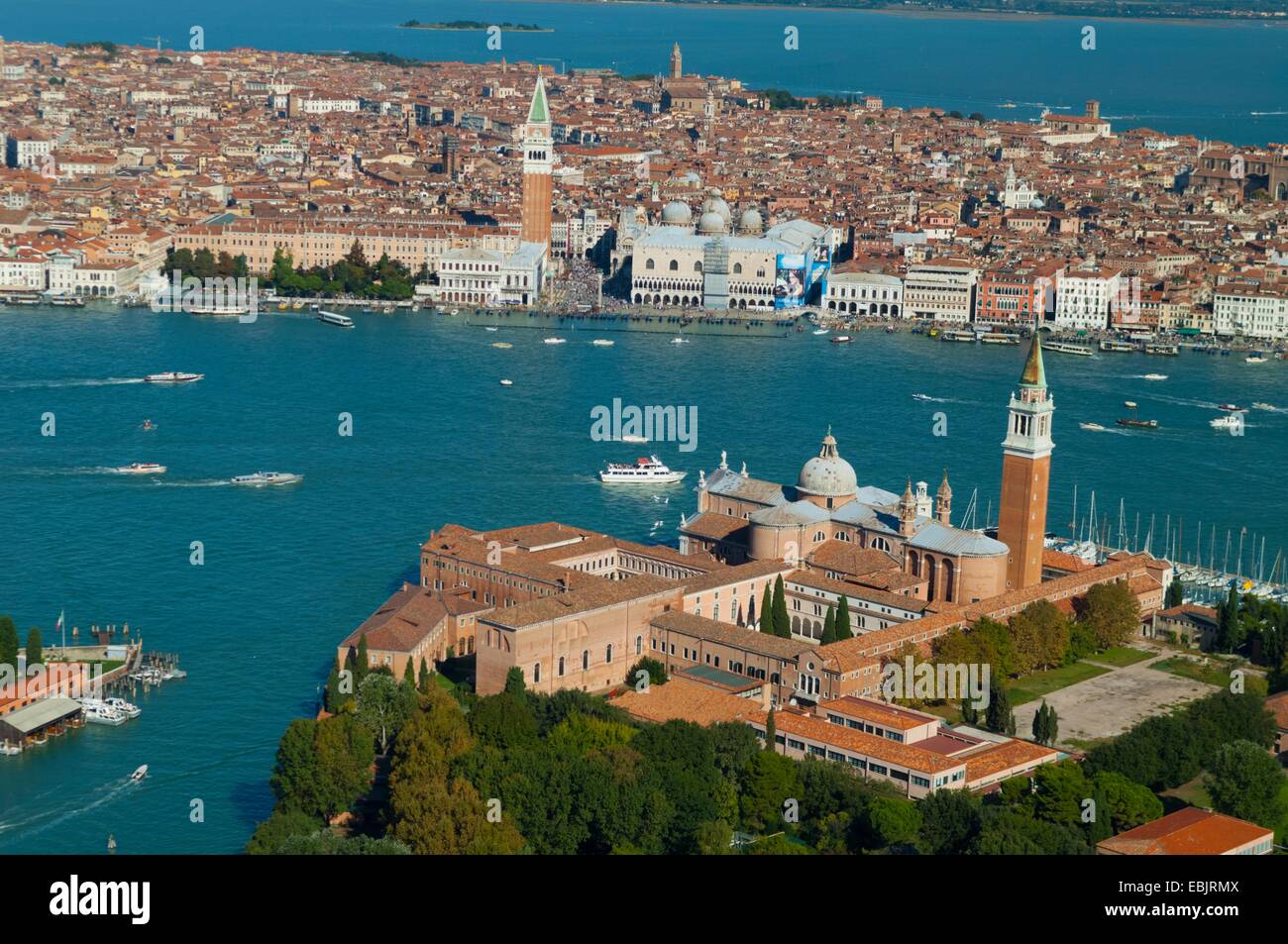 Luftbild von San Giorgio Maggiore und Venedig, Italien, Europa Stockfoto