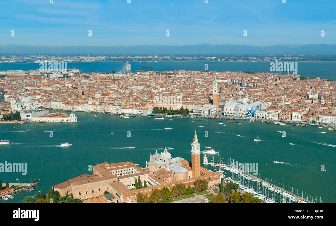 Luftbild von San Giorgio Maggiore und Venedig, Italien, Europa Stockfoto