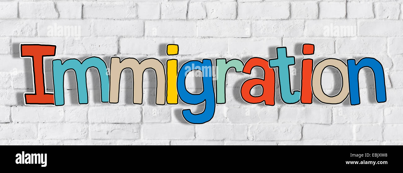Einziges Wort bunte Einwanderung Konzept Stockfoto