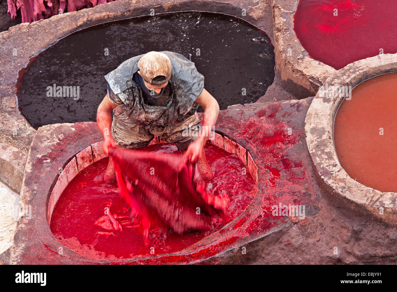 Fabrik, Marokko, Fes zu färben Stockfoto