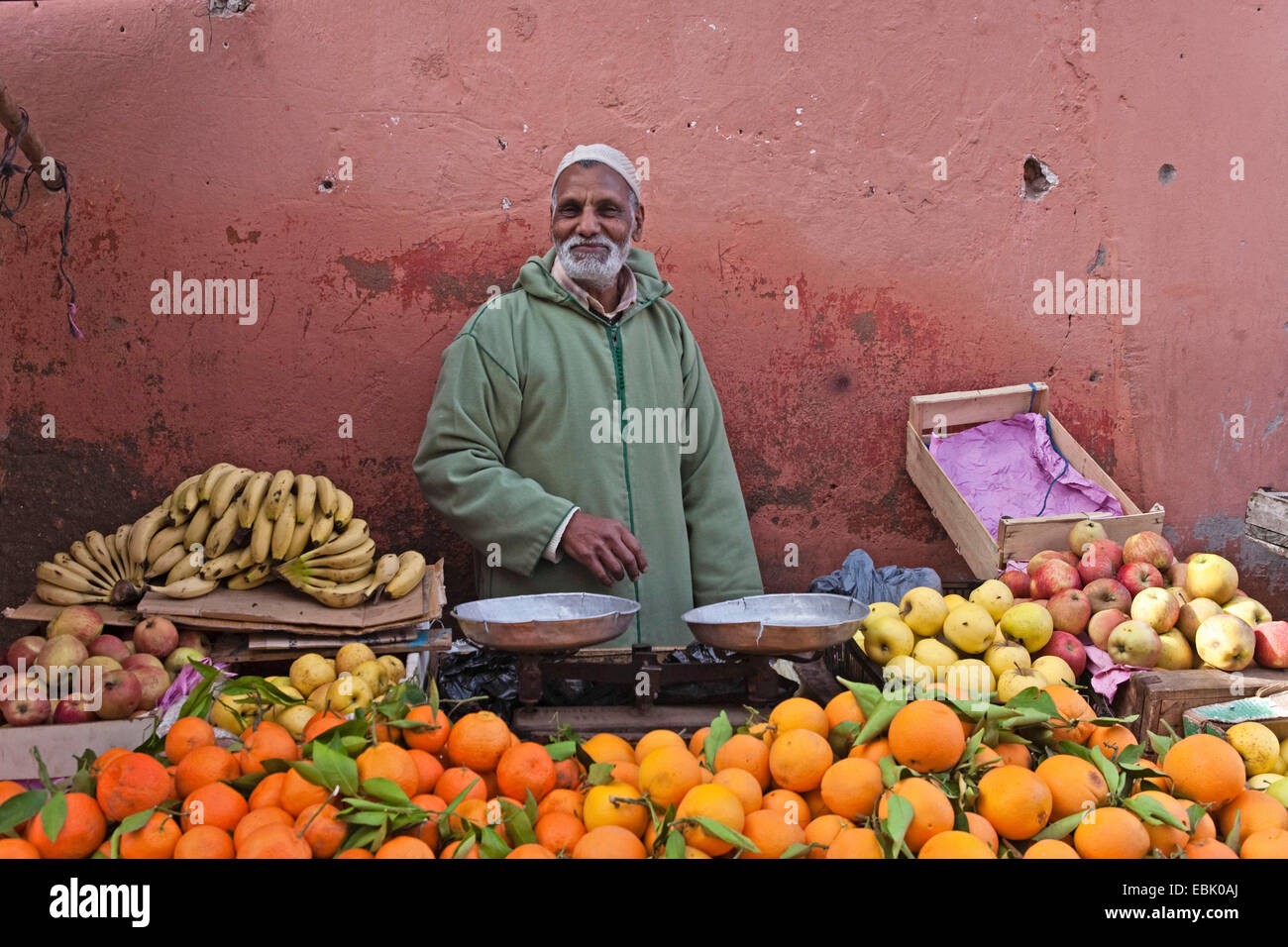 Obst-Verkäufer in Marrakesch, Deutschland, Marrakesch Stockfoto