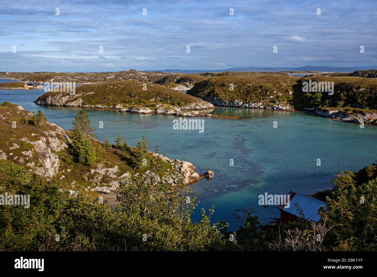 Fjord-Landschaft, Norwegen, Hitra Stockfoto