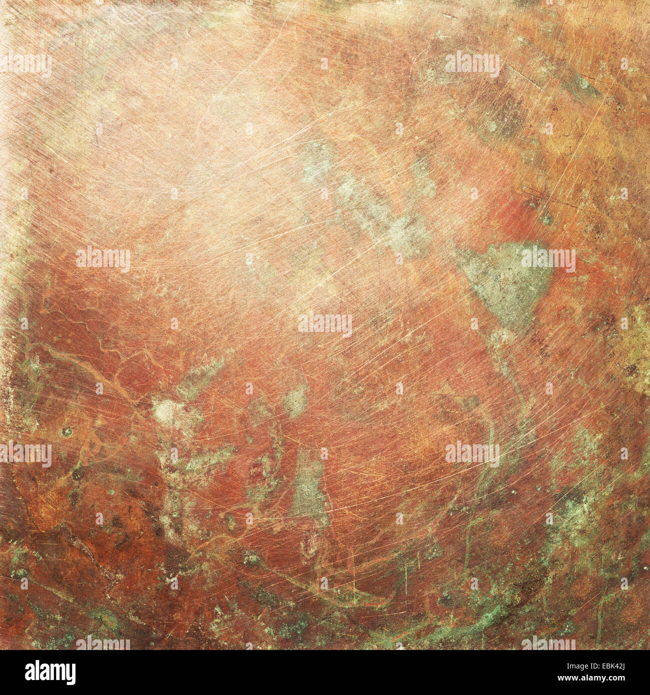 Kupferplatte Textur, alte Metall Hintergrund. Stockfoto