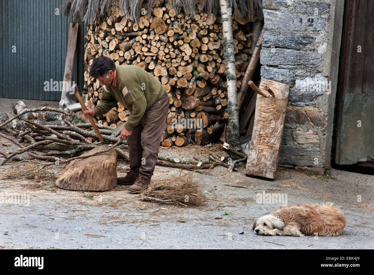 Bauer, Holz, Spanien, Galicien, Lugo, Krankenhaus da Condesa Chippen Stockfoto