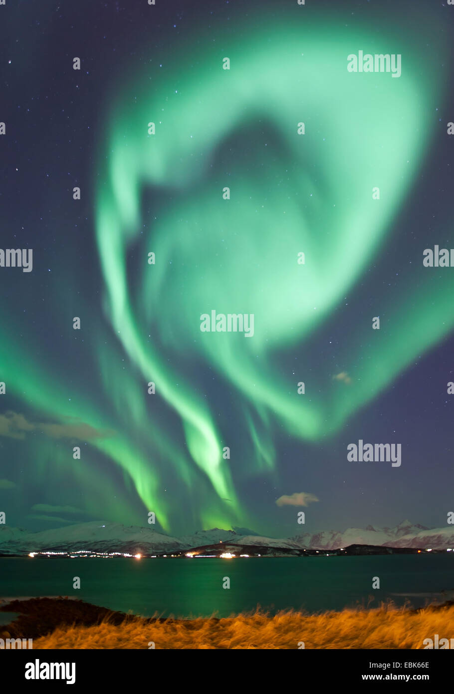 Aurora Eddy, Norwegen, Troms, Kvaloeya Stockfoto