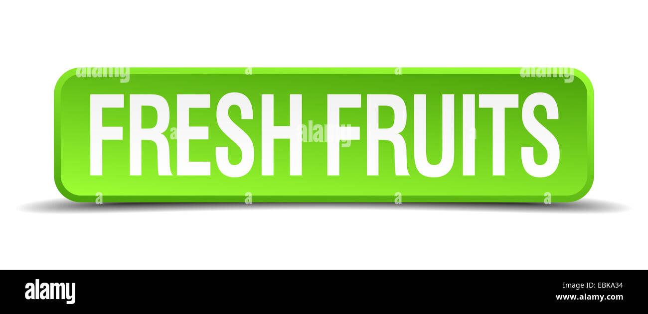 grüne frische Früchte 3d realistisch Quadrat isoliert-Taste Stockfoto