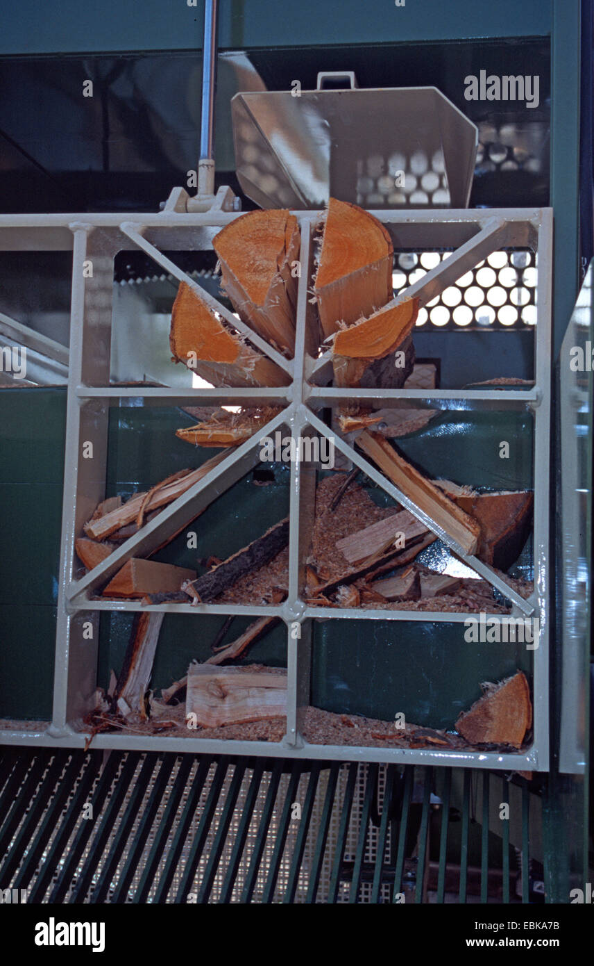 Maschine zum Spalten von Holz, Deutschland, Niedersachsen Stockfoto