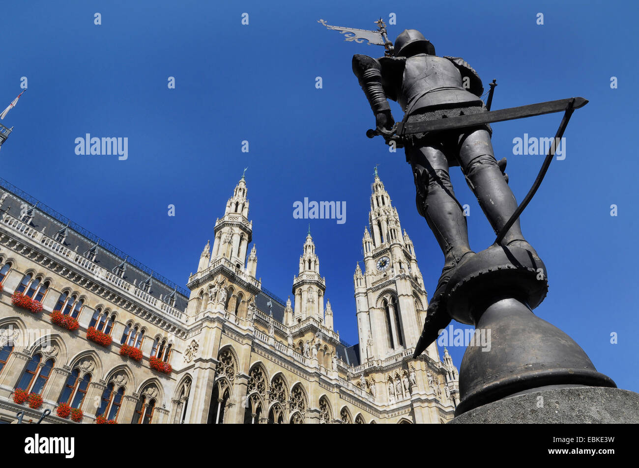 Wiener Rathaus Townhall Mann Figur, Österreich, Wien Stockfoto