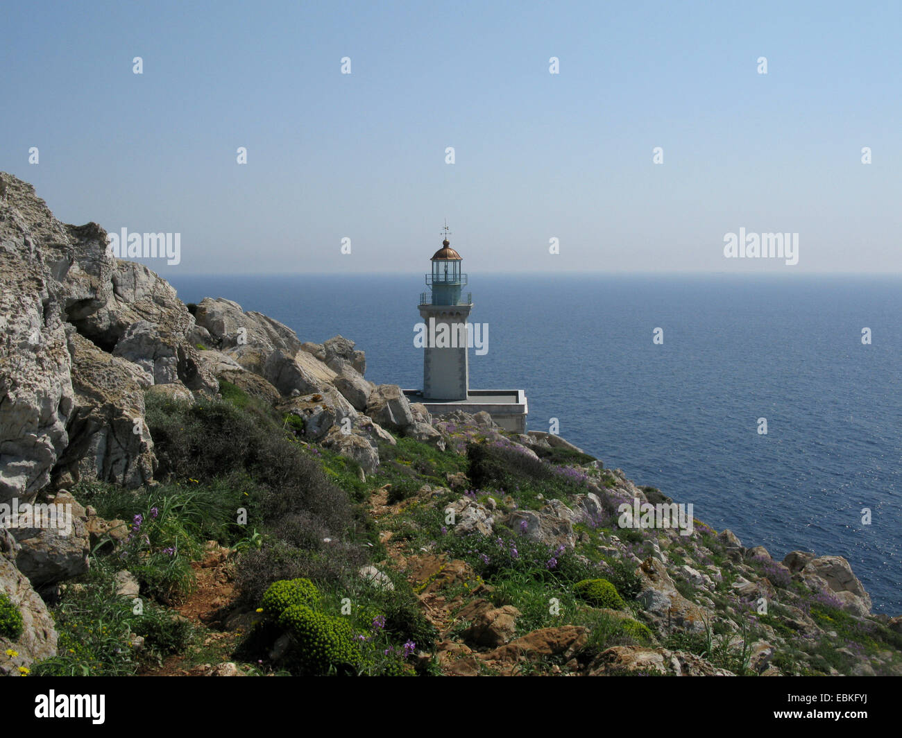 Leuchtturm von Kap Matapan, Südspitze des Peloponnes, Griechenland, Peloponnes, Mani Stockfoto