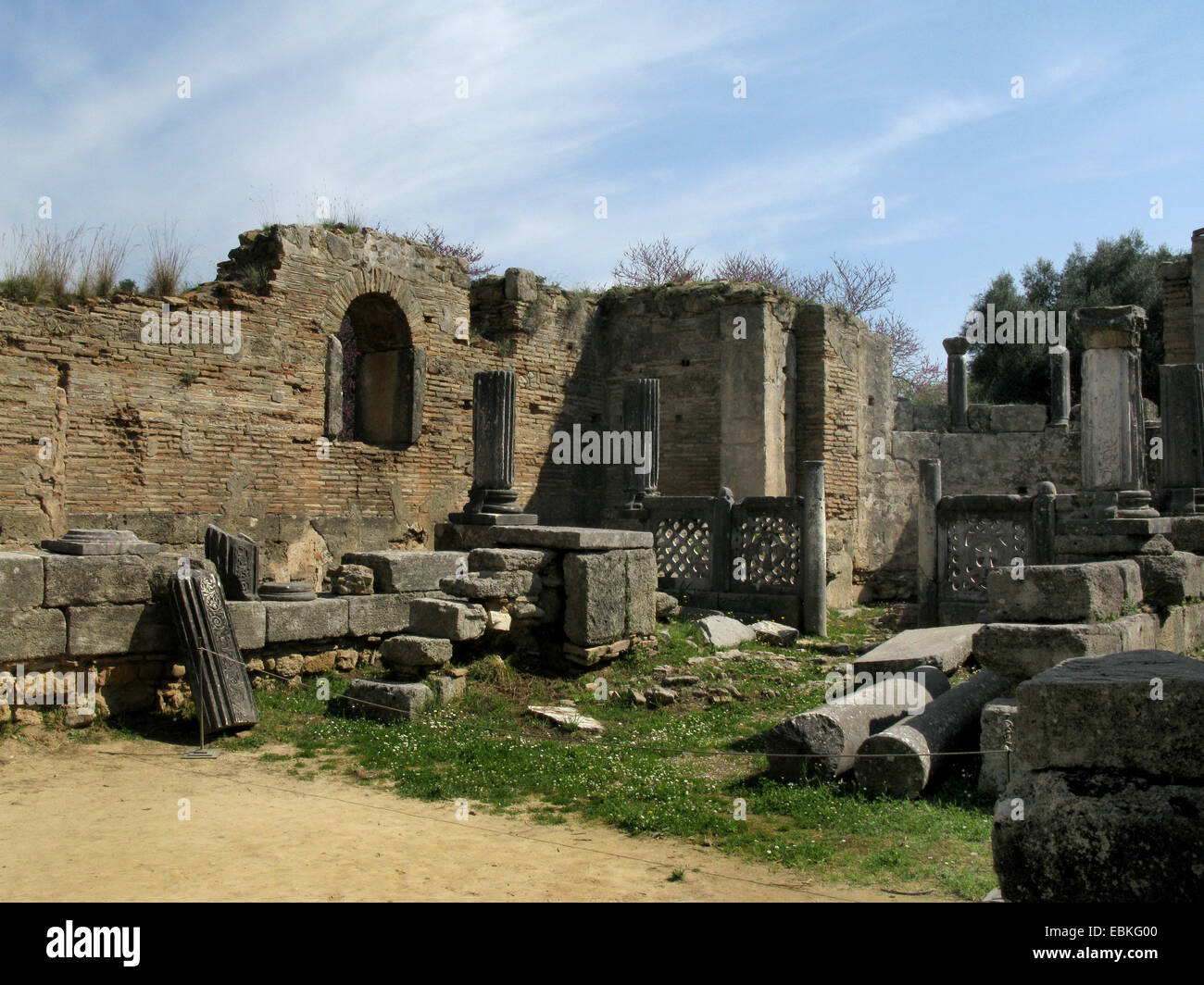 Werkstatt des Phidias/Basilika in Olympia, Griechenland, Peloponnes, Olympia Stockfoto