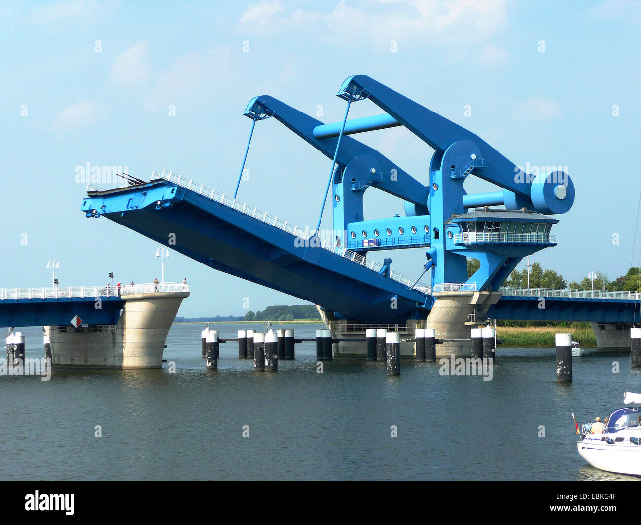 Bascule Bridge Wolgast, Peenestrom, Deutschland, Mecklenburg Vorpommern, Wolgast Stockfoto