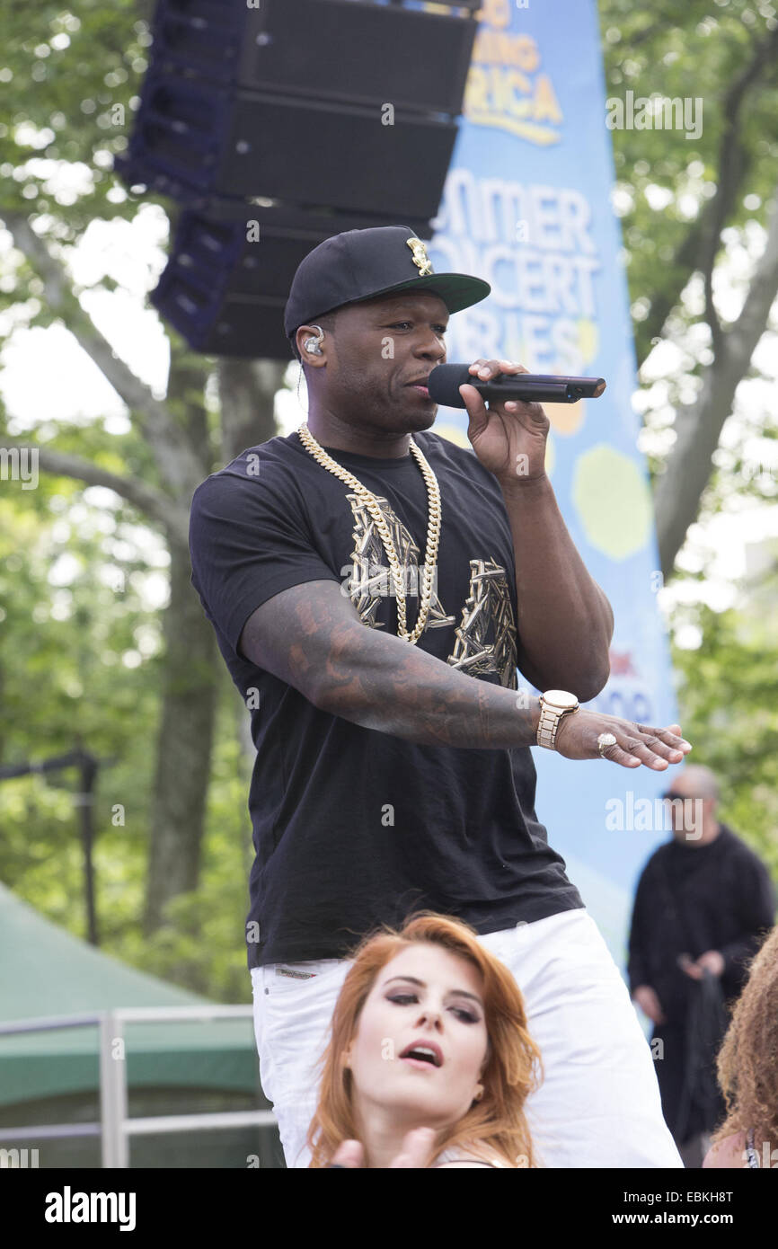 50 Cent führt live auf Good Morning America "Tier Ehrgeiz" zu fördern sein erste Album in fünf Jahren. R&B Sänger, Trey Songz und Joe trat er auf der Bühne.  Mitwirkende: 50cent wo: New York, New York, Vereinigte Staaten von Amerika bei: 30. Mai 2014 Stockfoto