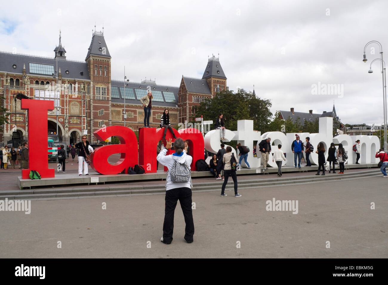 Das Rijksmuseum und das Amsterdam unterzeichnen, Amsterdam, Niederlande, Europa Stockfoto