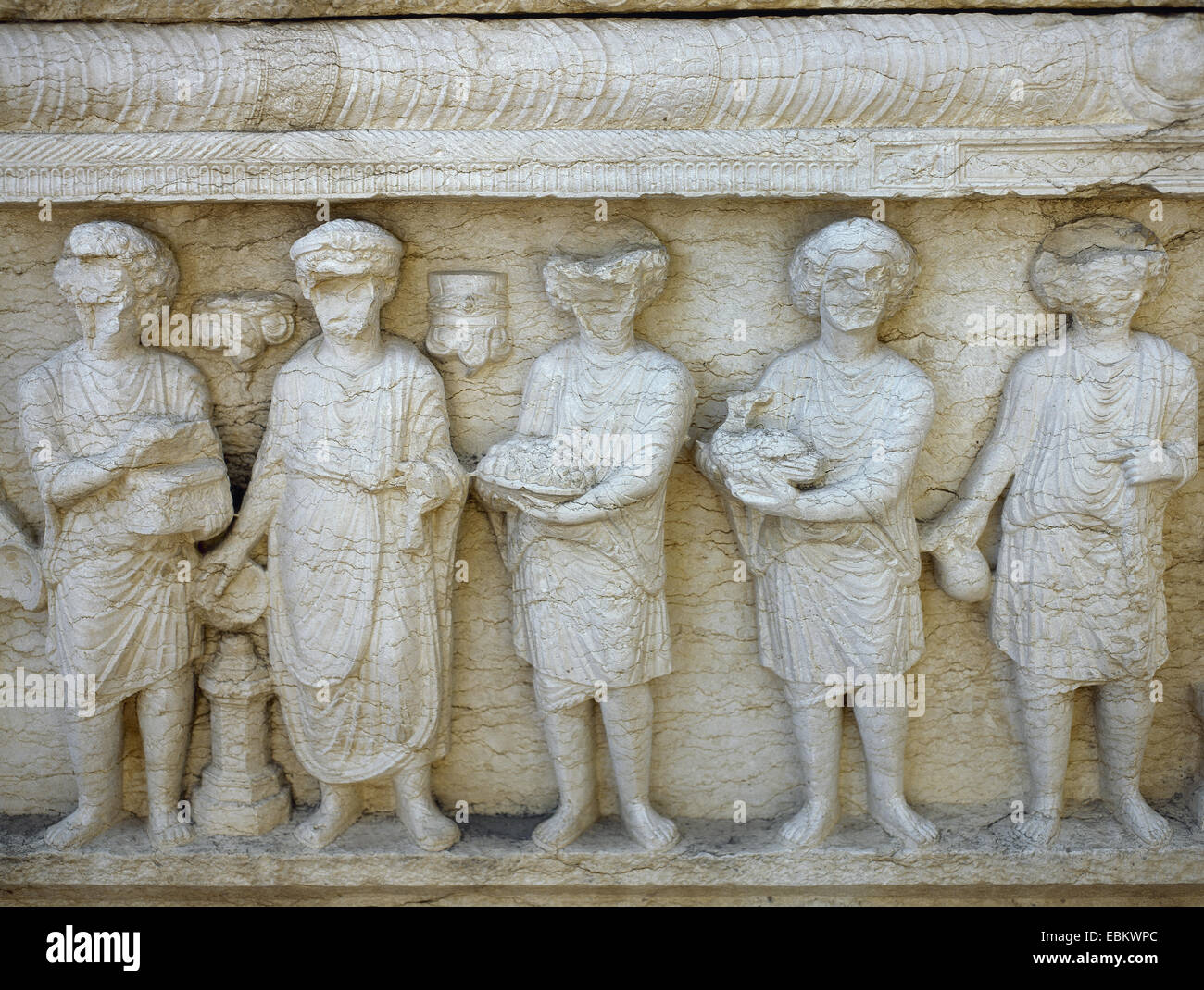Römische Kunst. Syrien. Reliefs des Opfers. Archäologisches Museum von Palmyra. Tadmor. Stockfoto