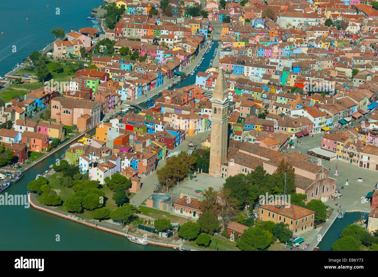 Luftaufnahme der Insel Burano, Venedig Lagune, Italien, Europa Stockfoto