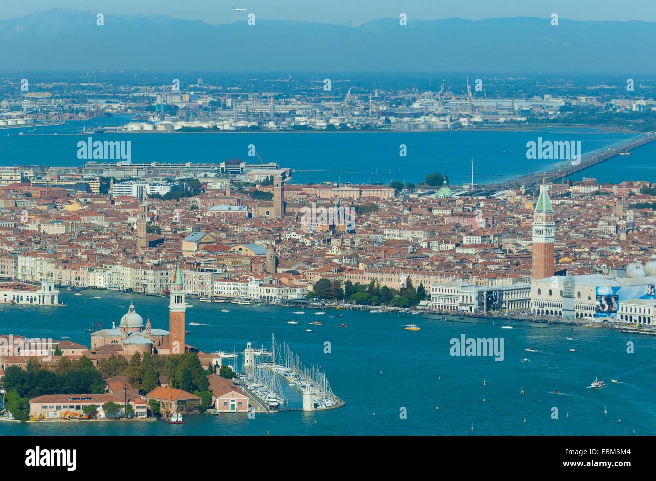 Luftaufnahme von San Giorgio Maggiore, Venedig und Mestre, Italien, Europa Stockfoto