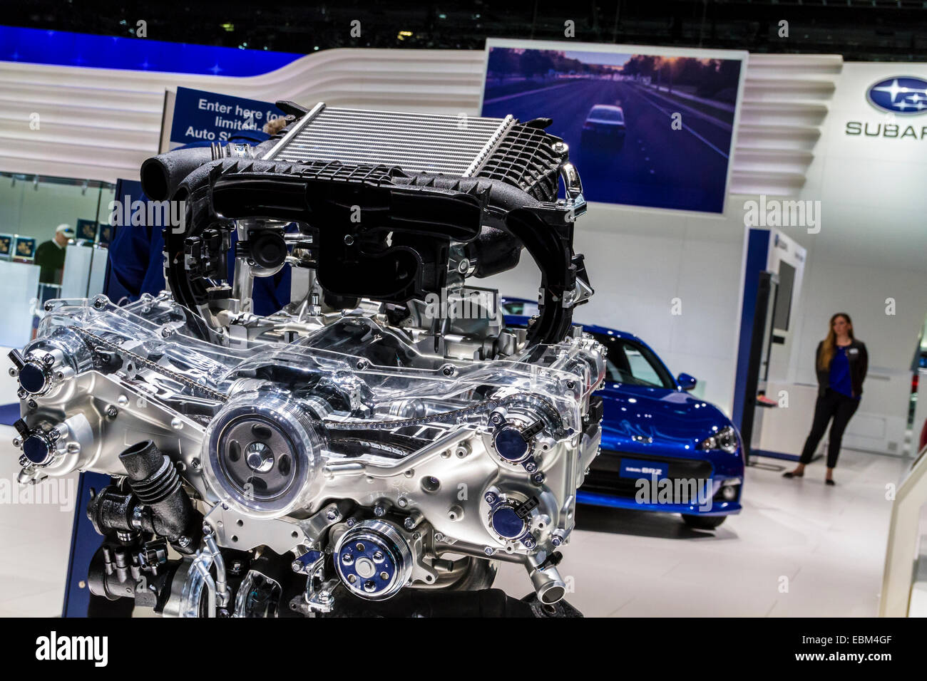 Cutaway Subaru flache vier Motor auf der Los Angeles Auto Show 2014 Stockfoto
