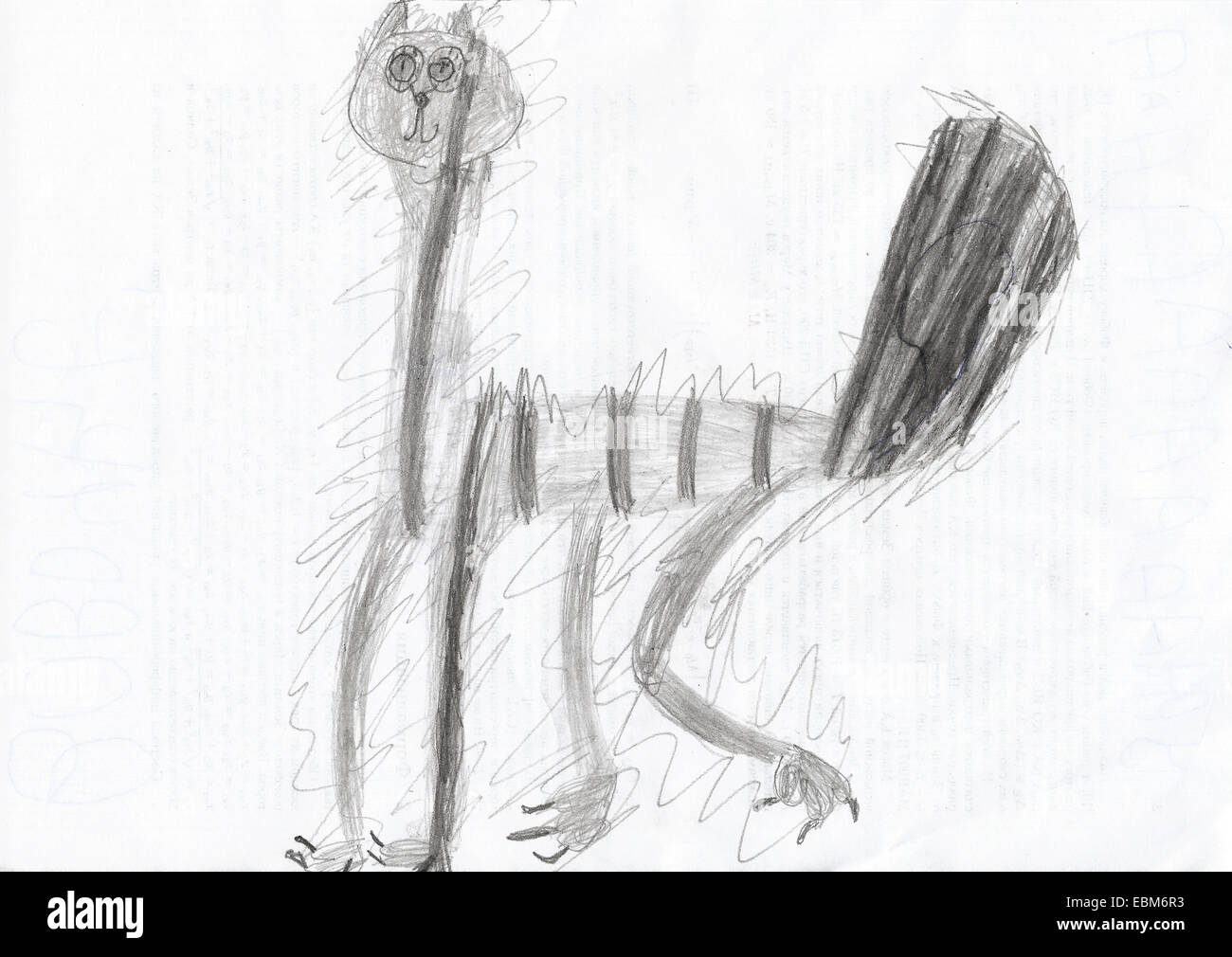 Führen Sie Bleistiftzeichnung von sechs Jahre altes Kind Lyudmila Samokhina. Stockfoto