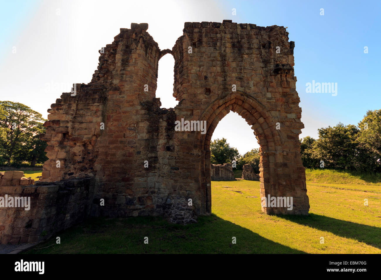 12. Jahrhundert Ruinen, Basingwerk Abbey, Holywell, Flintshire, North Wales, UK Stockfoto