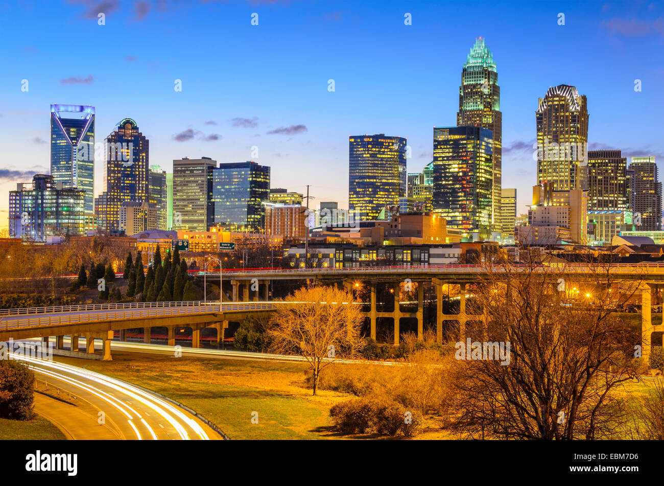 Die Skyline von Charlotte, North Carolina, USA Innenstadt. Stockfoto