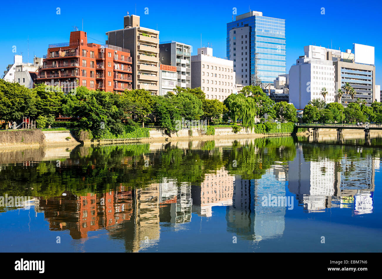 Hiroshima, Japan Stadtbild am Fluss Otagawa. Stockfoto