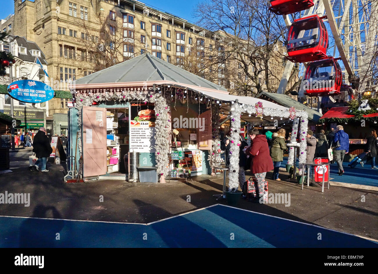 Edinburgh 2014 Weihnachtsmarkt im schottischen Edinburgh Princes Street Gardens Stockfoto