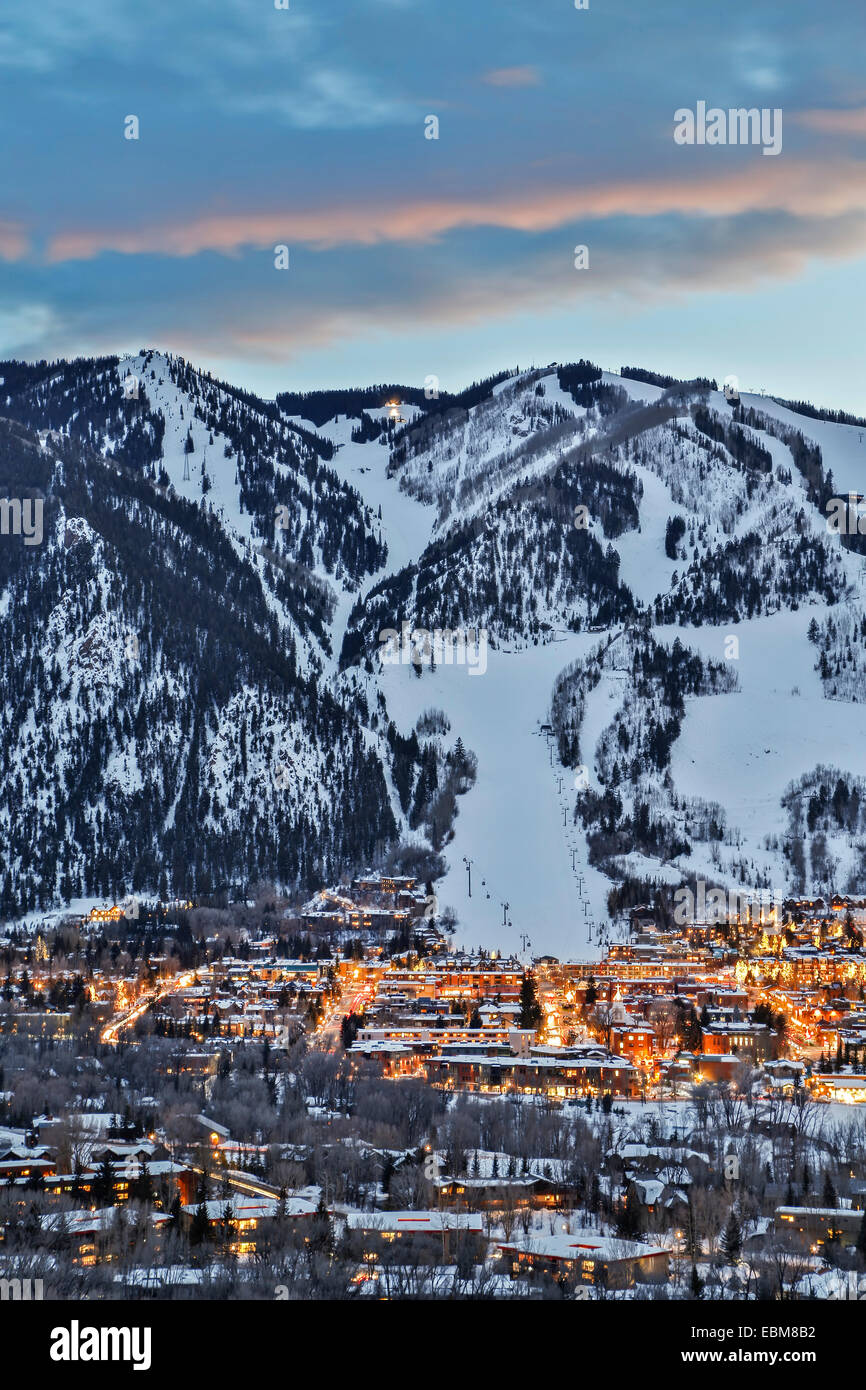 Aspen Mountain und Aspen, Colorado USA Stockfoto