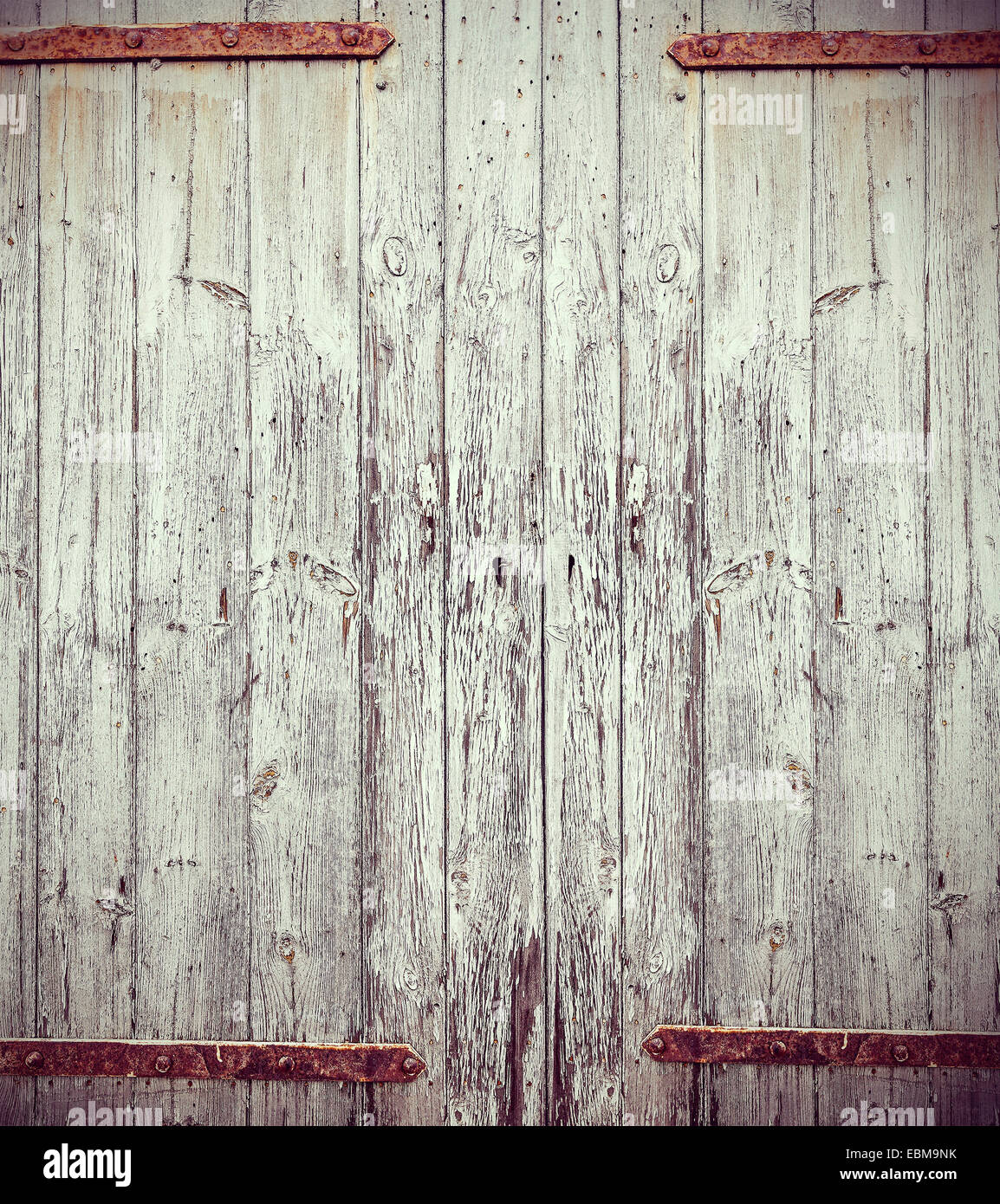 Retro Vintage Foto von einem Holztor. Stockfoto