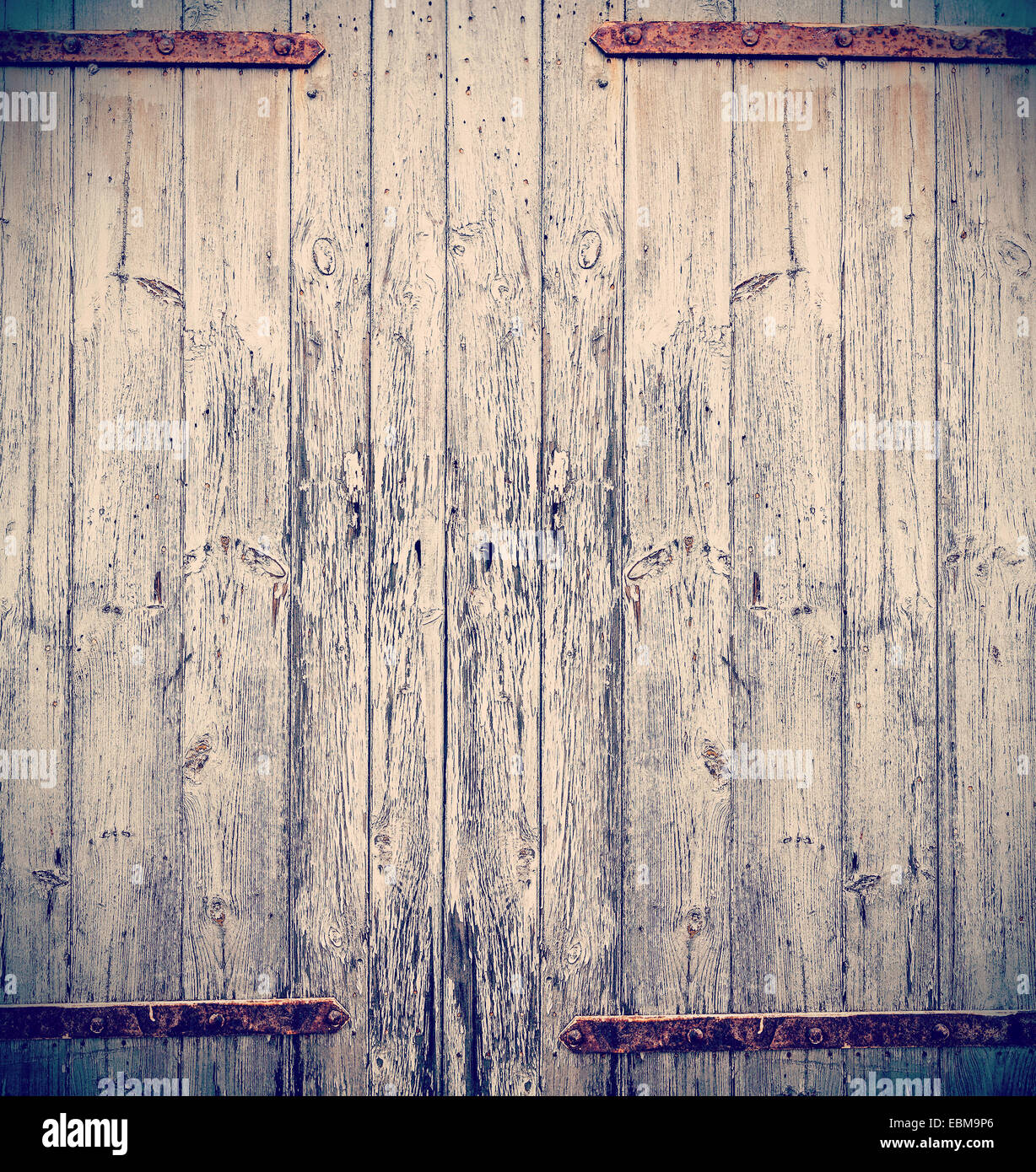 Retro Vintage Foto von einem Holztor. Stockfoto