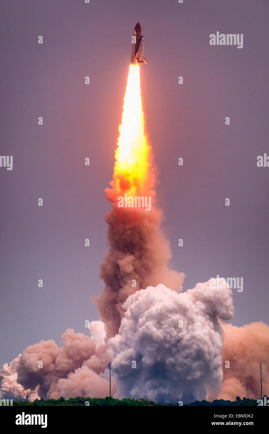 Start der Atlantis STS-135 bei NASA Kennedy Space Center in Cape Canaveral, Florida, USA Stockfoto