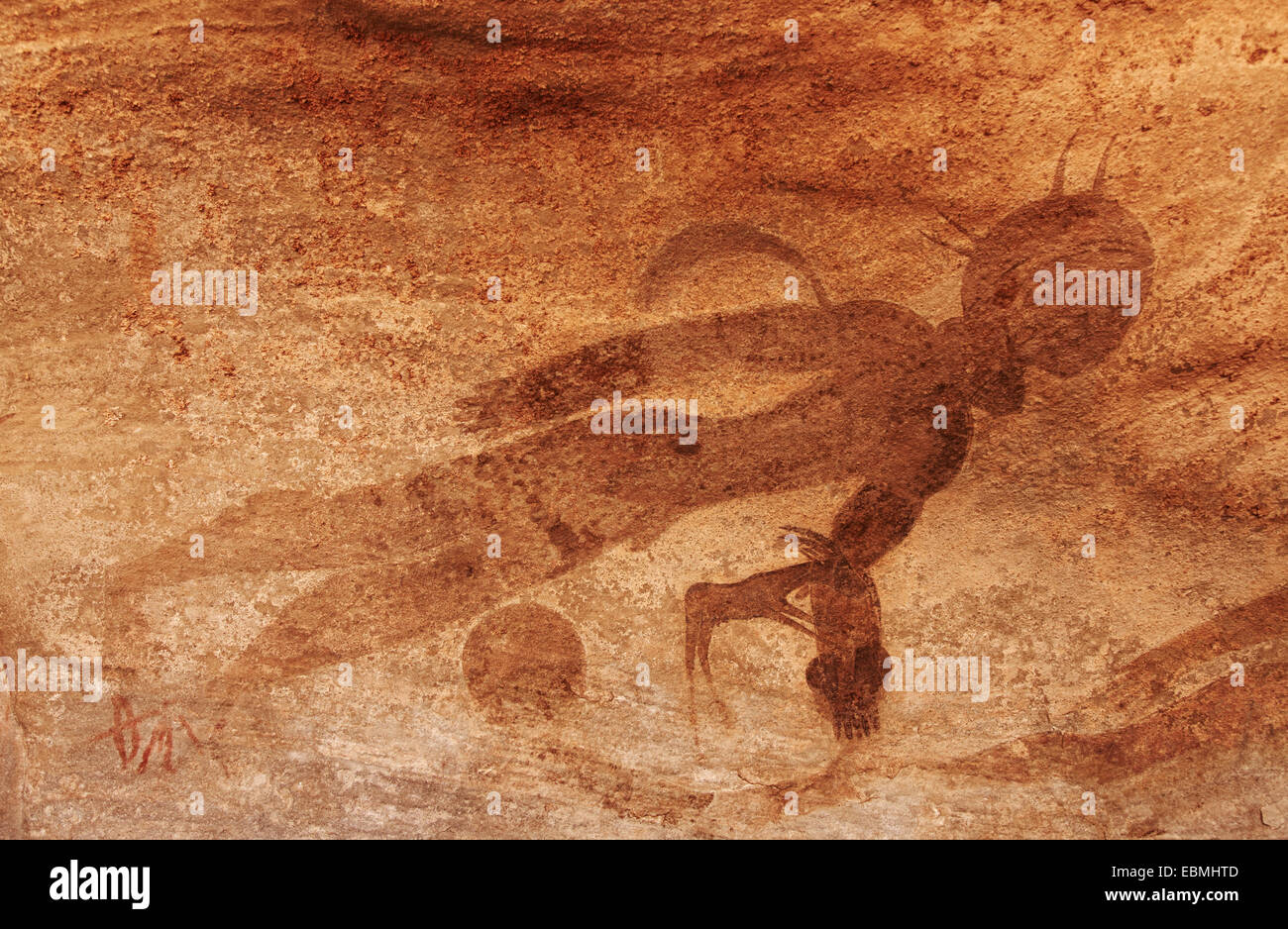 Berühmten prähistorischen Felsmalereien des Tassili N'Ajjer, Algerien Stockfoto