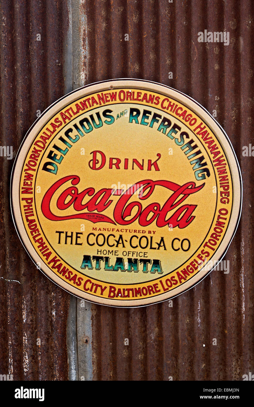 Vintage Coca Cola Company Werbeschild Stockfoto